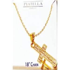 Gold Cross Necklace with Sparkling Accents